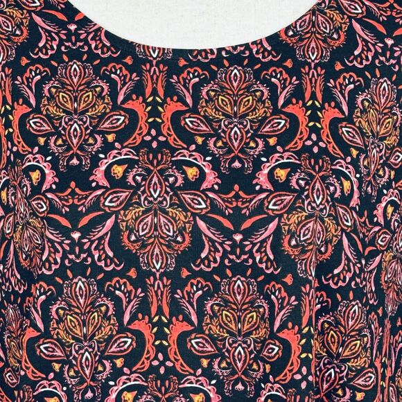 Roaman’s 2X-Large 26/28 Flared Top Geometric Round Neck Cap Sleeve Stretch Multi - Picture 2 of 9